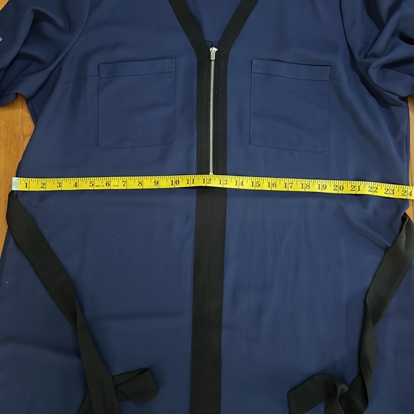 Express Blue & Black V-Neck Midi Dress Size XL Business Casual Corpcore Academia - Picture 6 of 9